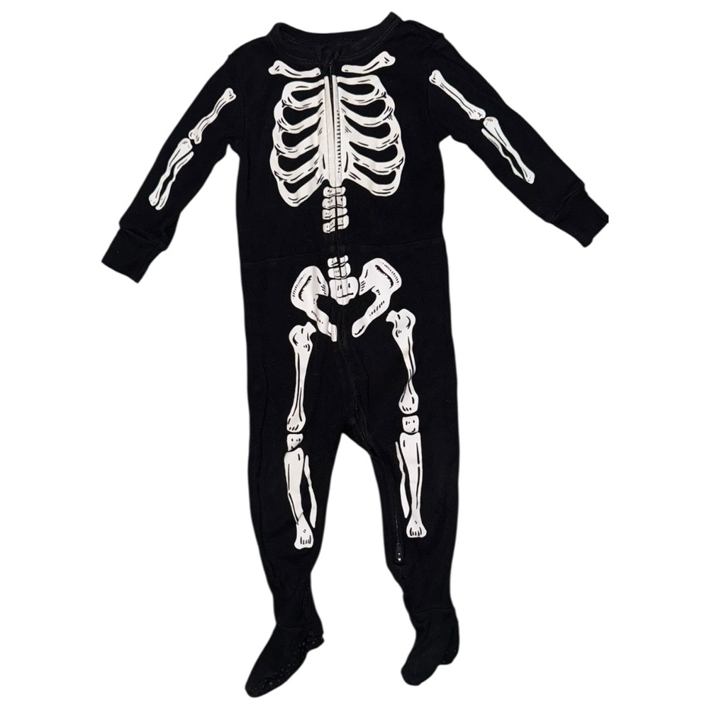 Skeleton Print Black Kids One Piece